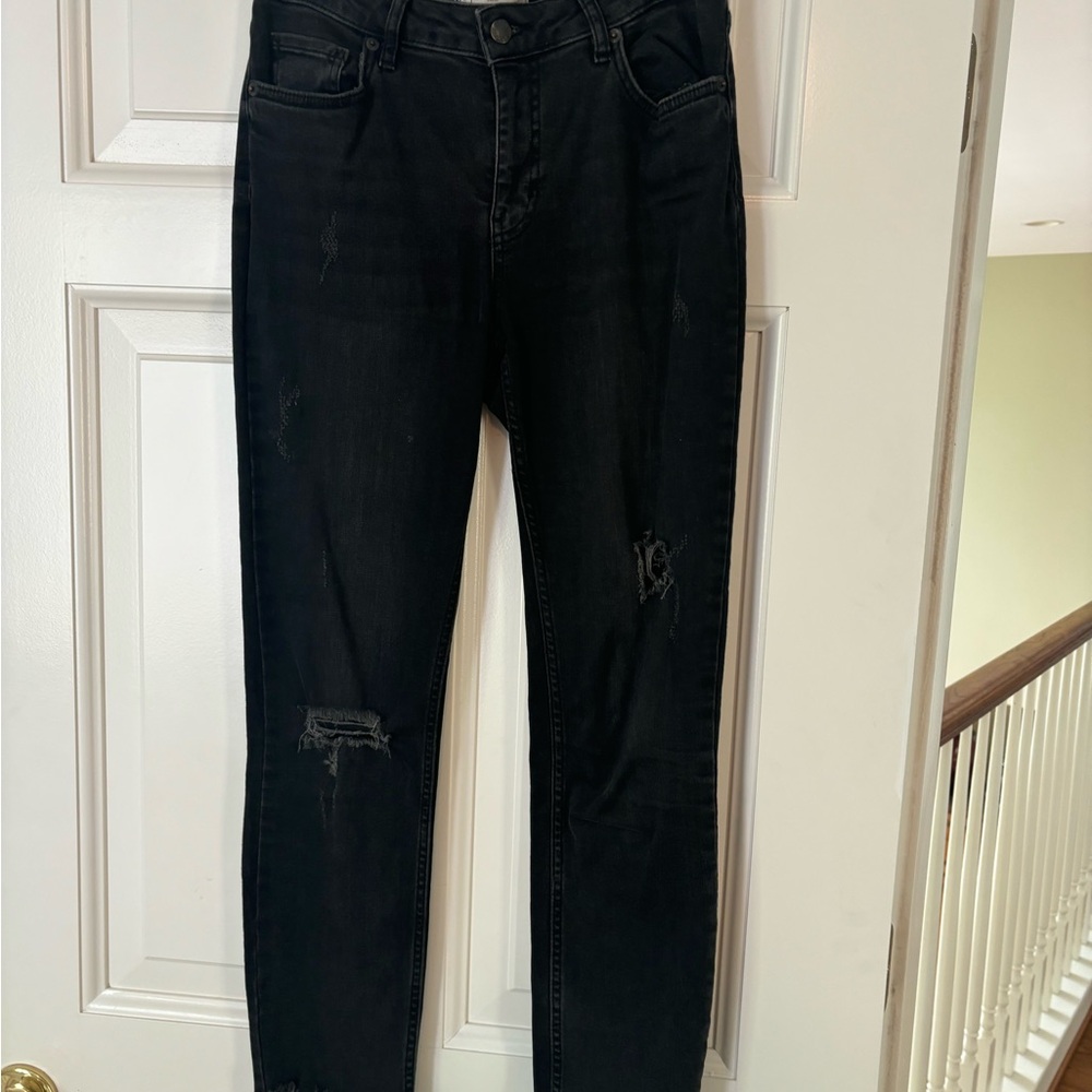 FREE PEOPLE Black Distressed Skinny Jeans